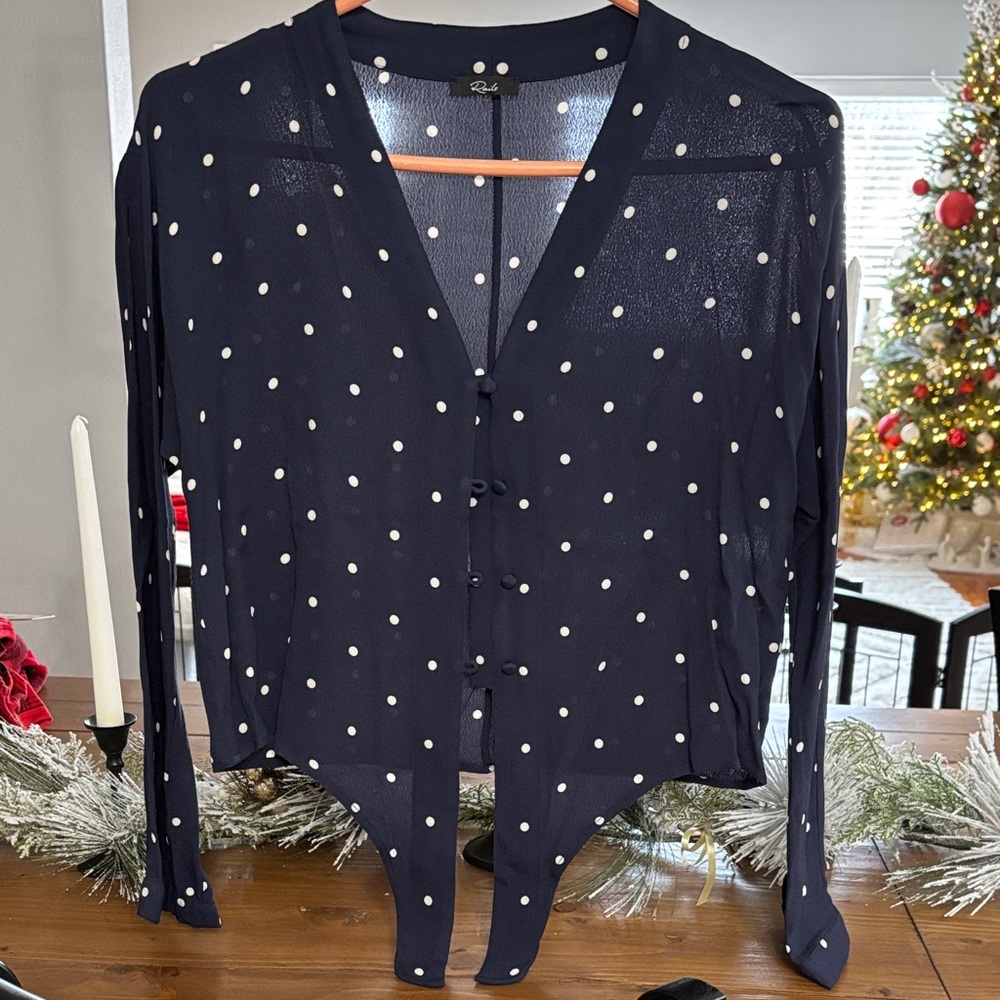 Rails Navy and White Dot Blouse